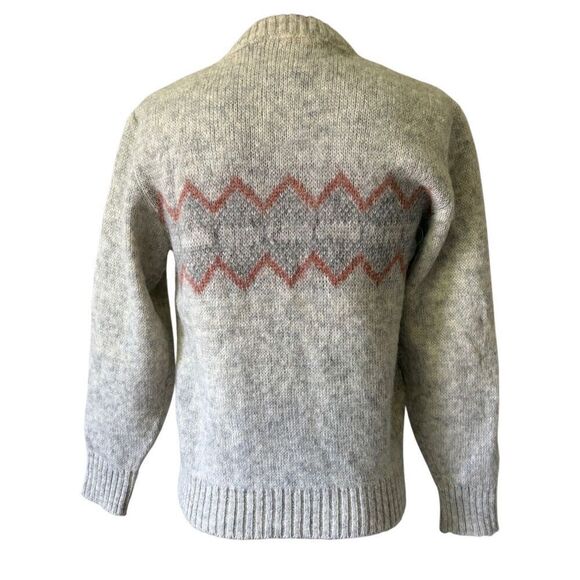 Vintage Icelandic Wool Sweater size XS 80s Grey Nordic Knit Pullover Zig Zag Str - Picture 3 of 9